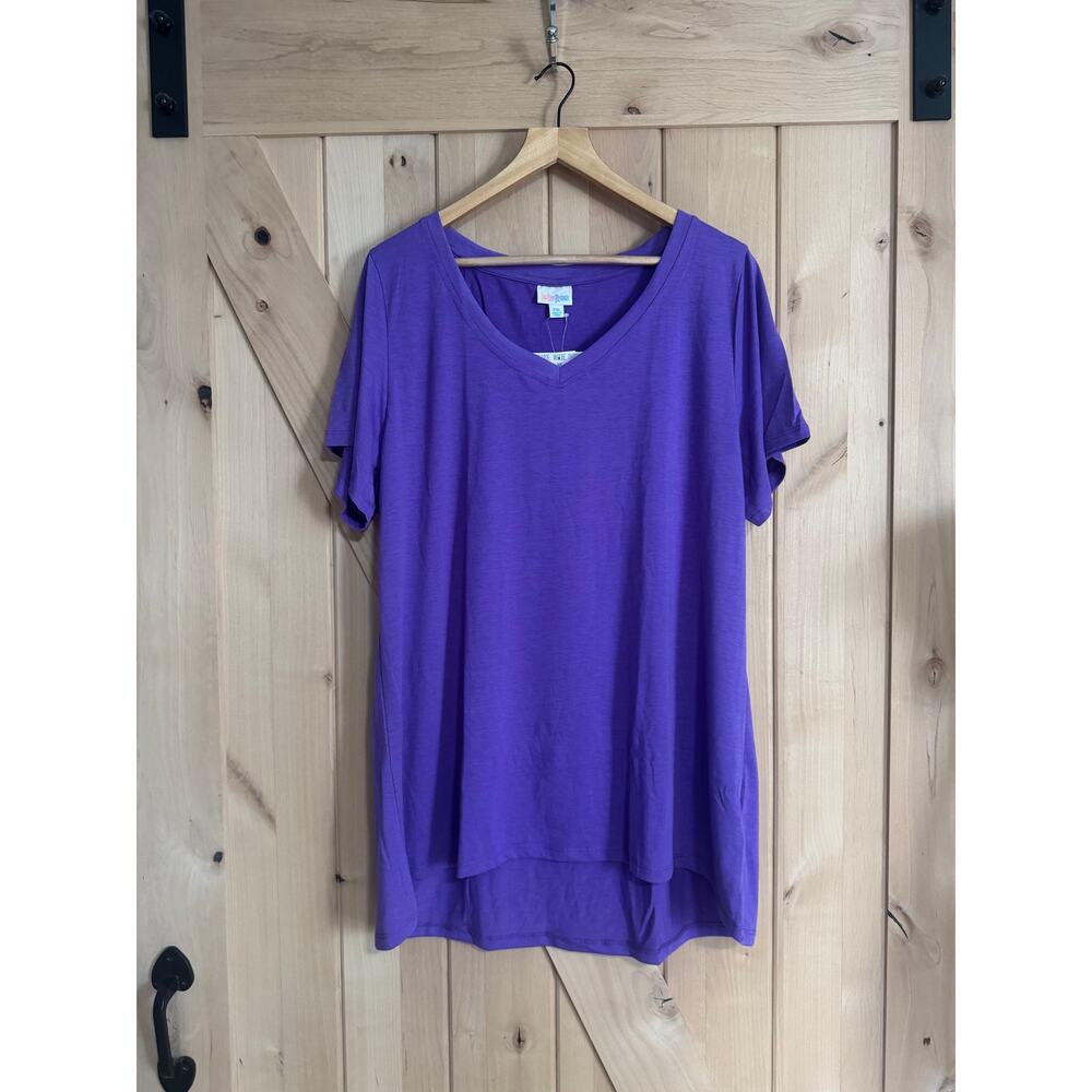 LulaRoe | NWT Christy-T Purple V Neck Short Sleeve T Shirt | Size 2XL (22-24)
